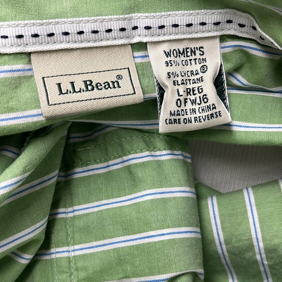 L.L. Bean Striped Cotton Roll-Tab Shirt Large - Picture 11 of 12
